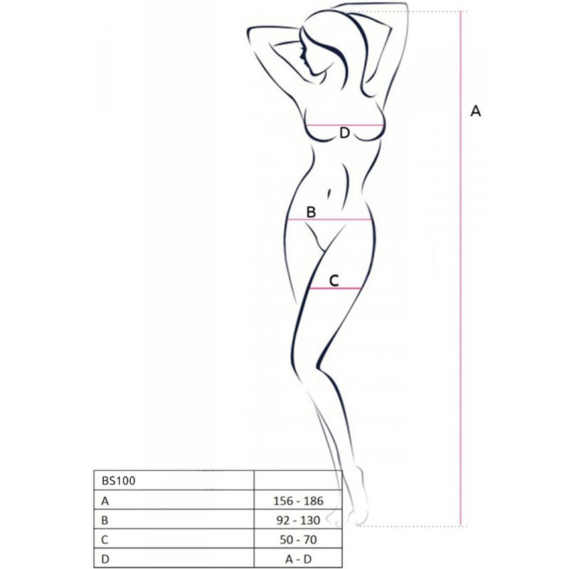 PASSION - BS100 BODYSTOCKING BLANCO TALLA ÚNICA - Imagen 5