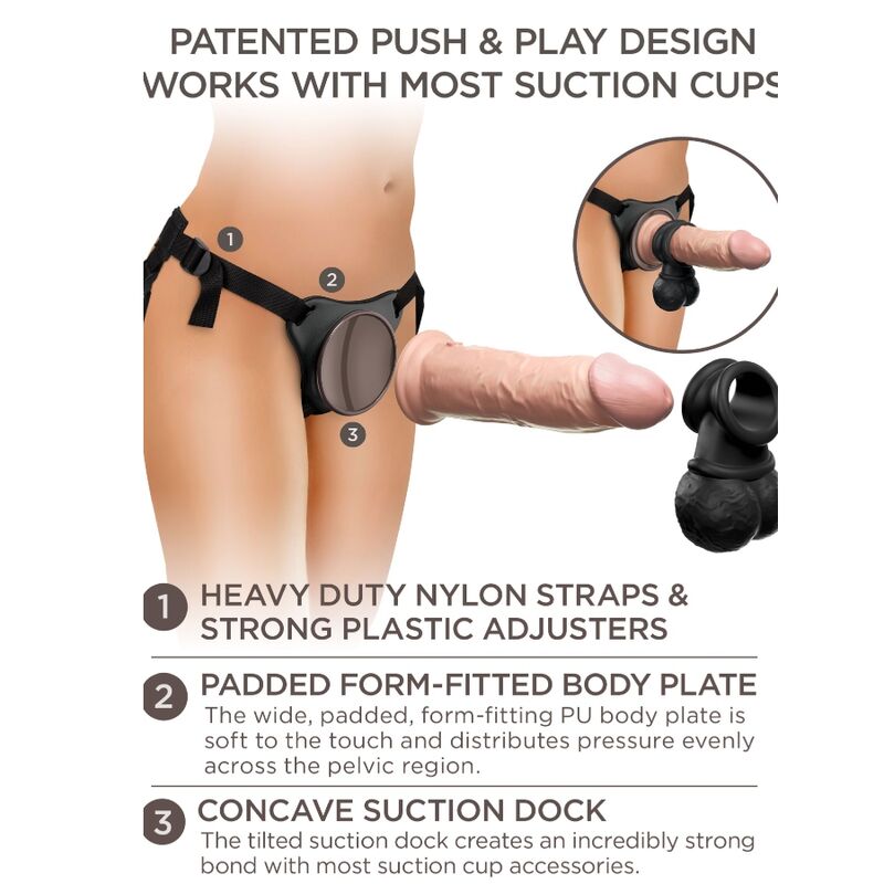 KING COCK - ELITE KIT ARNES AJUSTABLE DELUXE ANILLO CON TESTICULOS & DILDO 20.3 CM - Imagen 11