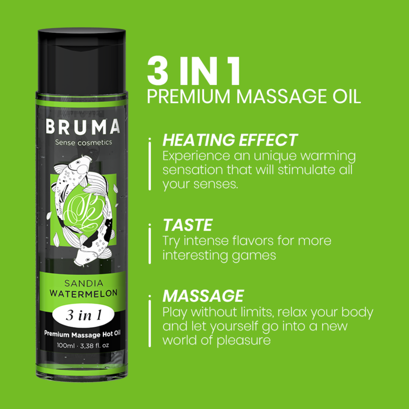 BRUMA - ACEITE DE MASAJE PREMIUM EFECTO CALOR SABOR SANDÍA 3 EN 1 - 100 ML - Imagen 4