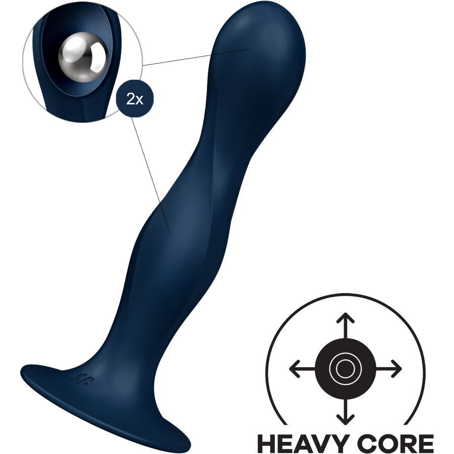 SATISFYER - DOUBLE BALL-R DILDO SILICONA AZUL - Imagen 3