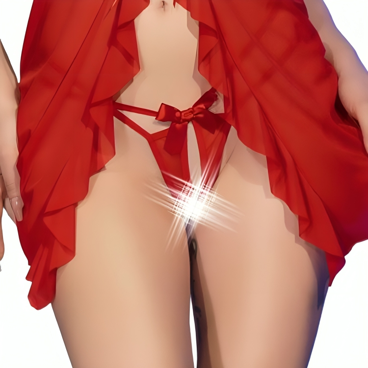 CHILIROSE - CR 4696 BABYDOLL & TANGA CROTCHLESS ROJO L/XL - Imagen 3