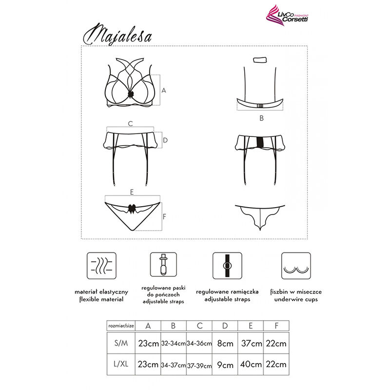 LIVCO CORSETTI FASHION - MAJALESA LC 90526 SUJETADOR + LIGUERO + PANTY BLACK S/M - Imagen 5