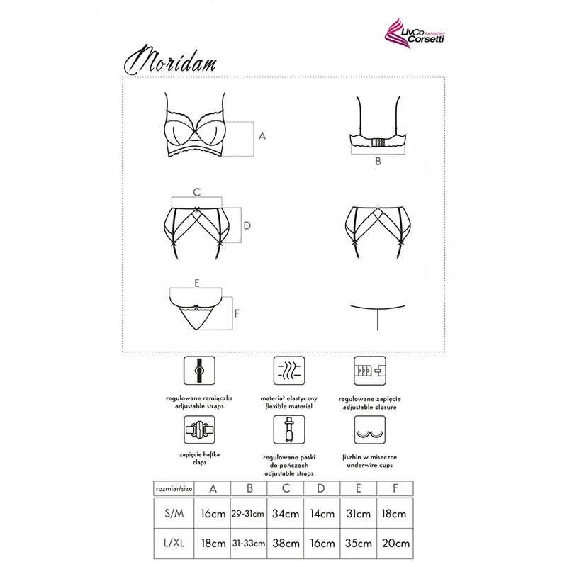LIVCO CORSETTI FASHION - MORIDAM LC 90552 SUJETADOR + LIGUERO + PANTY NEGRO L/XL - Imagen 8