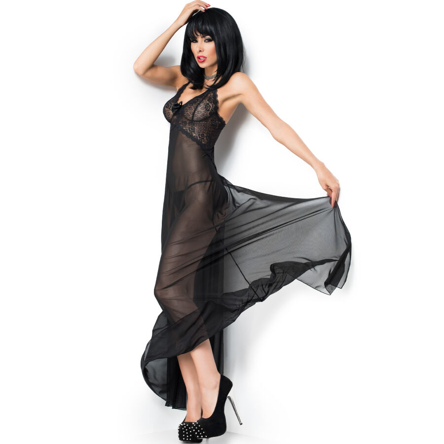 CHILIROSE - CR 3883 BABYDOLL LARGO NEGRO L/XL - Imagen 3
