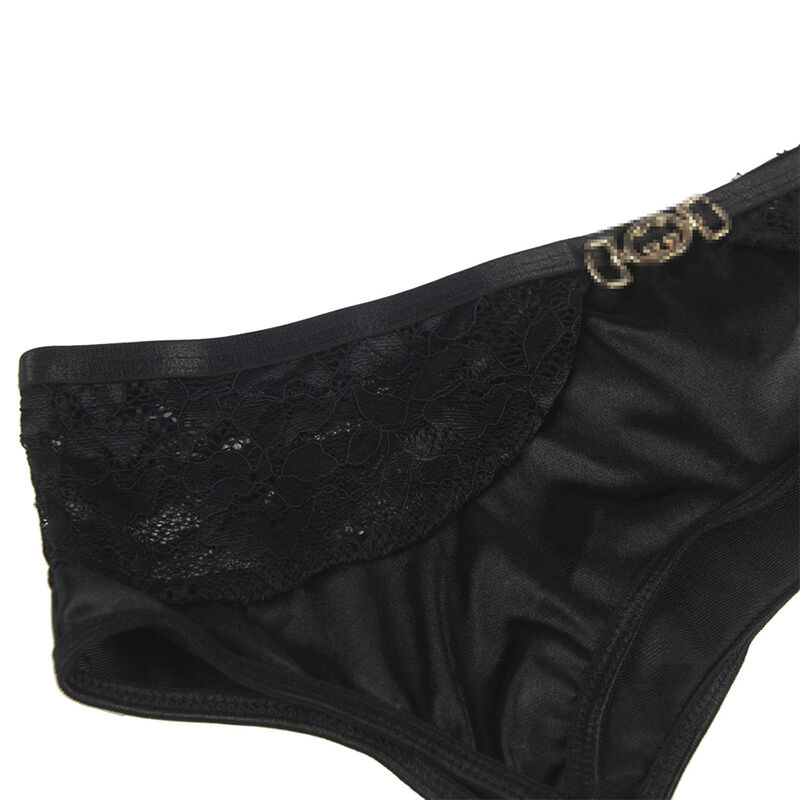 SUBBLIME - SET DE 3 PIEZAS SUJETADOR + TANGA + LIGA ENCAJE NEGRO S/M - Imagen 7