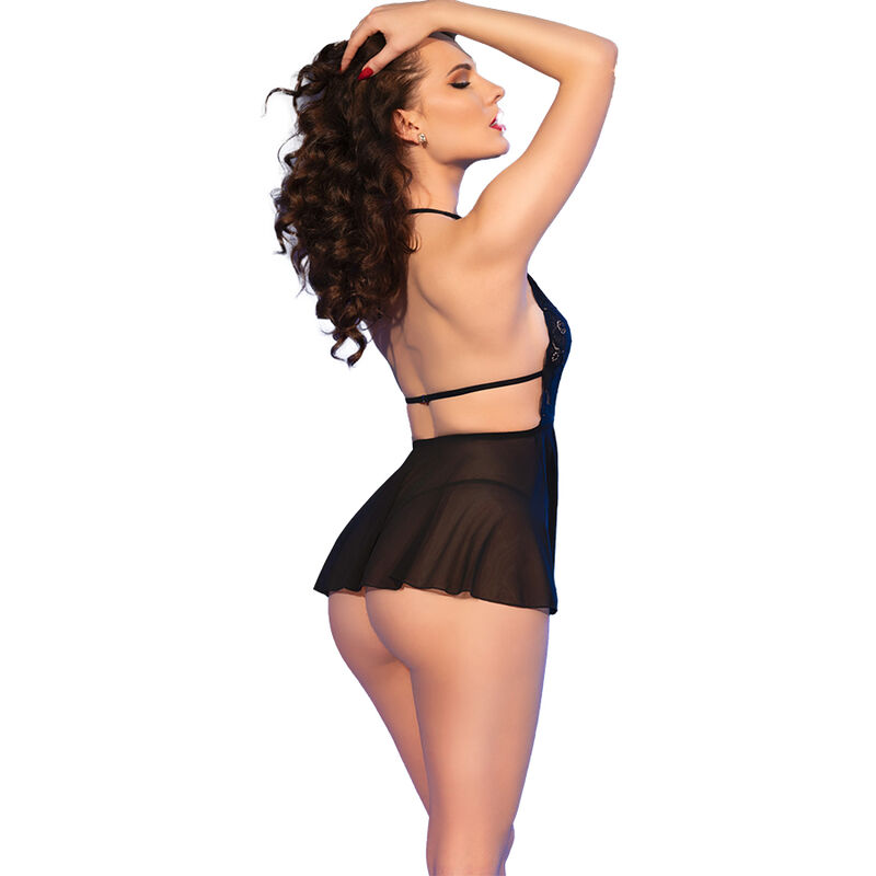 CHILIROSE - CR 4720 BABYDOLL & TANGA NEGRO L - Imagen 2