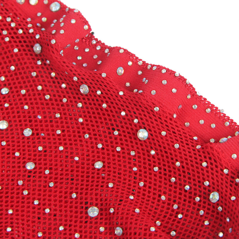 SUBBLIME - 952181 BODYSTOCKING DE REJILLA CON GUANTES Y DIAMANTES ROJO TALLA ÚNICA - Imagen 4