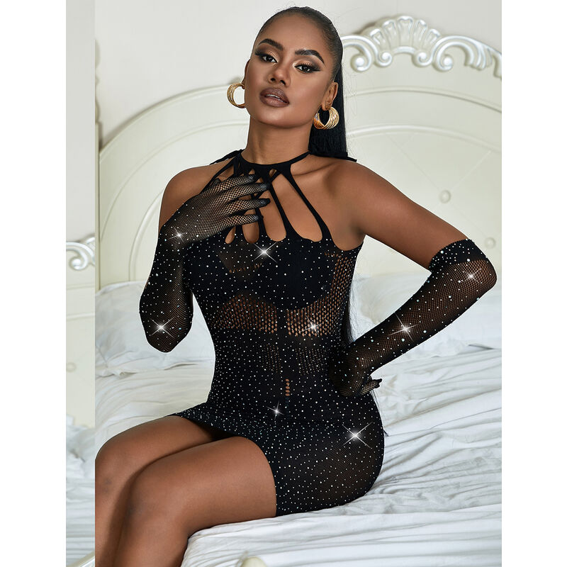 SUBBLIME - 952235 VESTIDO DE REJILLA CON BRILLANTES NEGRO TALLA ÚNICA - Imagen 9