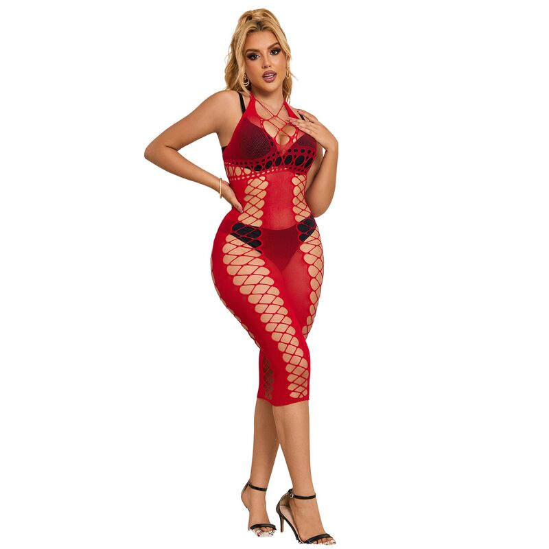 SUBBLIME - 952327 VESTIDO DE REJILLA LARGO ROJO TALLA ÚNICA - Imagen 3