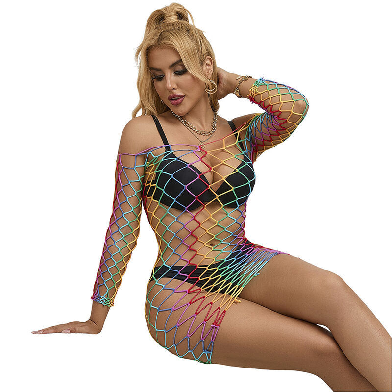 SUBBLIME - 952426 VESTIDO DE REJILLA MANGA LARGA ARCOIRIS TALLA ÚNICA - Imagen 2