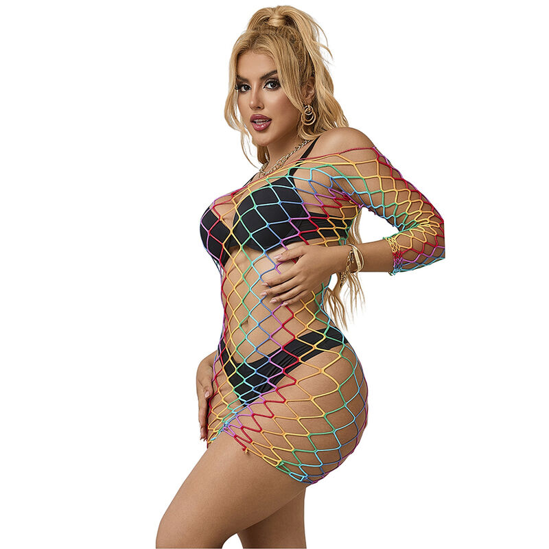 SUBBLIME - 952426 VESTIDO DE REJILLA MANGA LARGA ARCOIRIS TALLA ÚNICA - Imagen 5