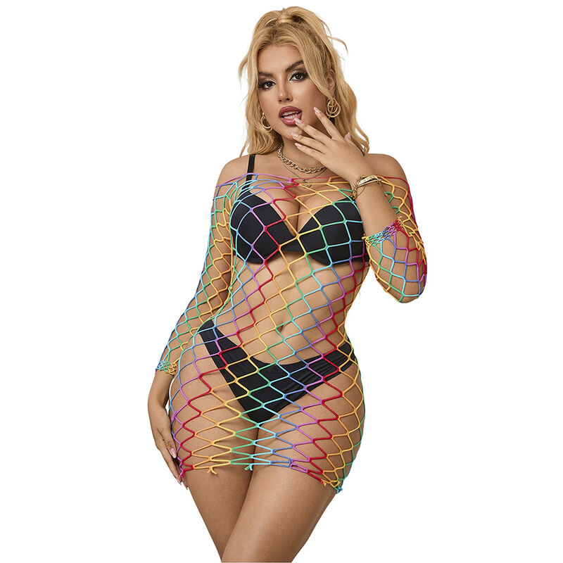 SUBBLIME - 952426 VESTIDO DE REJILLA MANGA LARGA ARCOIRIS TALLA ÚNICA - Imagen 6
