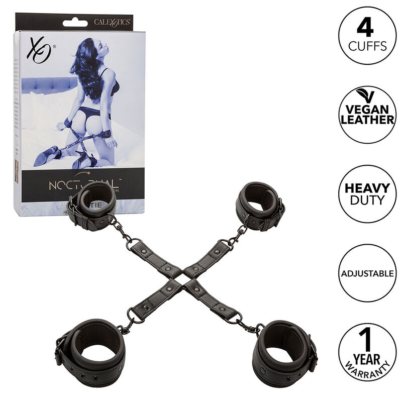 CALEXOTICS - NOCTURNAL CONECTOR HOG TIE CUERO AJUSTABLE NEGRO - Imagen 2