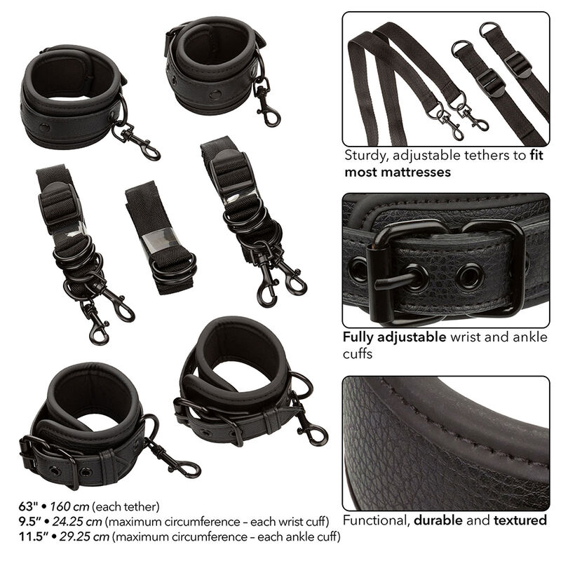 CALEXOTICS - NOCTURNAL RESTRICCIONES DE CAMA CUERO AJUSTABLE NEGRO - Imagen 3