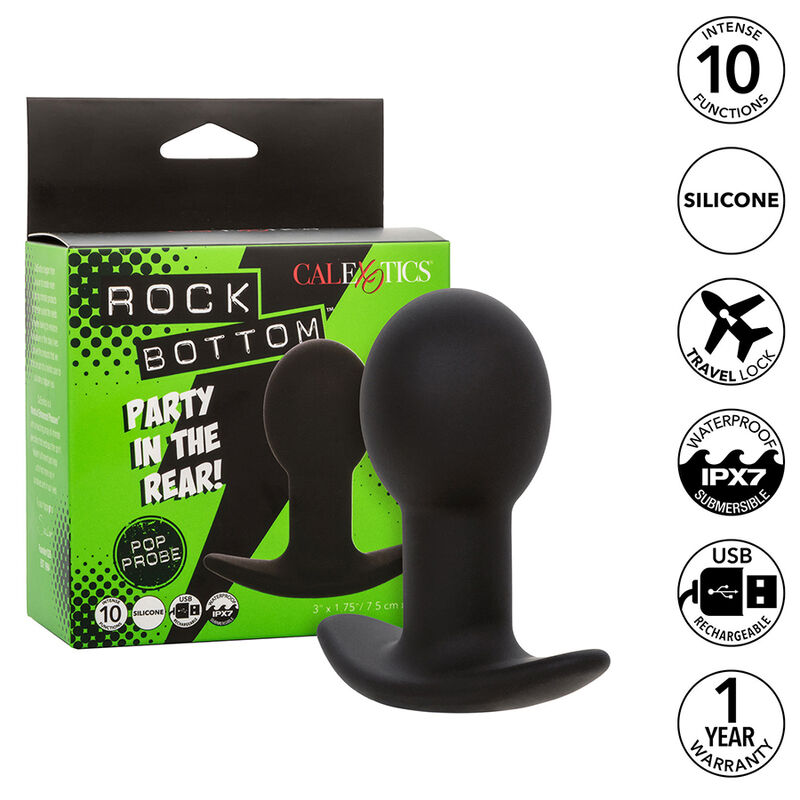 CALEXOTICS - ROCK BOTTOM PLUG ANAL 10 VIBRACIONES SILICONA NEGRO - Imagen 2