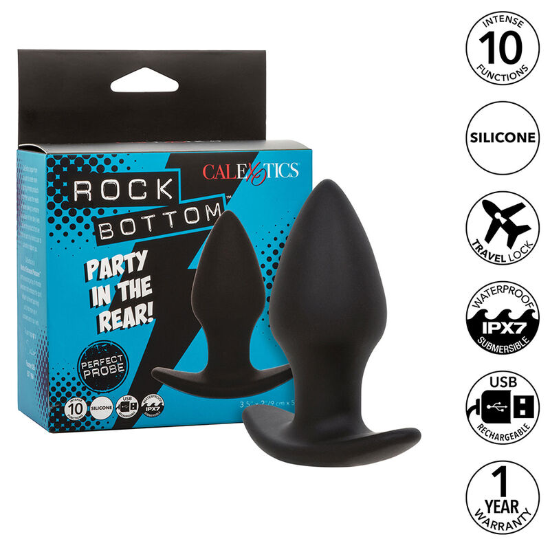 CALEXOTICS - ROCK BOTTOM PERFECT PLUG ANAL 10 VIBRACIONES SILICONA NEGRO - Imagen 2