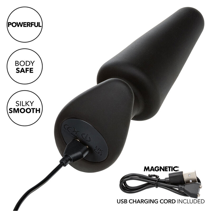 CALEXOTICS - ROCK BOTTOM PLUG ANAL CÓNICO 10 VIBRACIONES SILICONA NEGRO - Imagen 8
