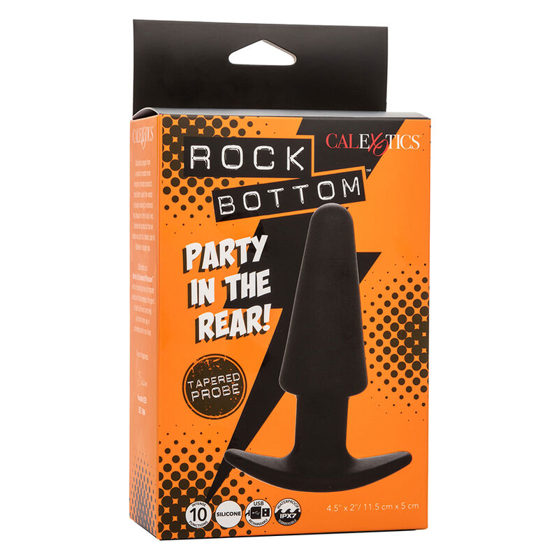 CALEXOTICS - ROCK BOTTOM PLUG ANAL CÓNICO 10 VIBRACIONES SILICONA NEGRO - Imagen 10