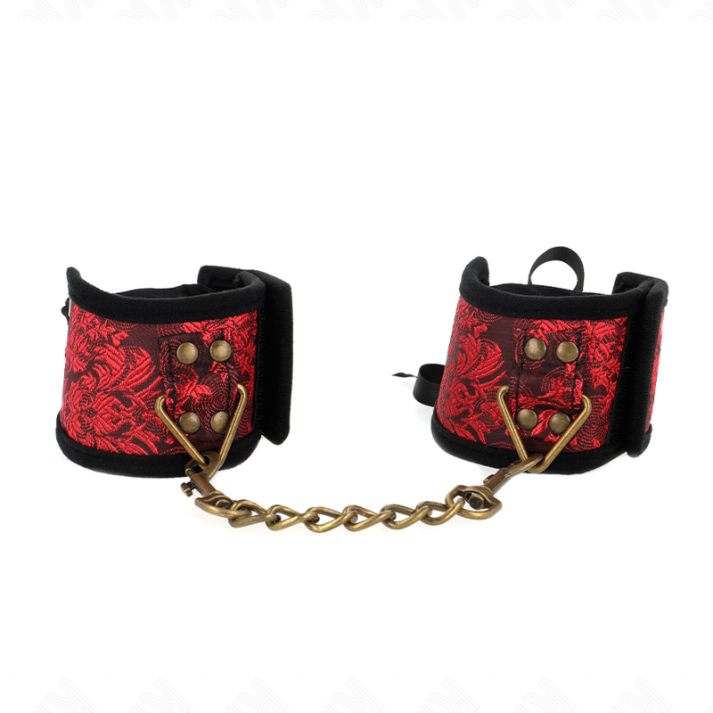 KINK - MUÑEQUERAS DISEÑO ESCÁNDALO ROJO-NEGRO DETALLE LAZO 24.5 CM X 6.5 CM - Imagen 2