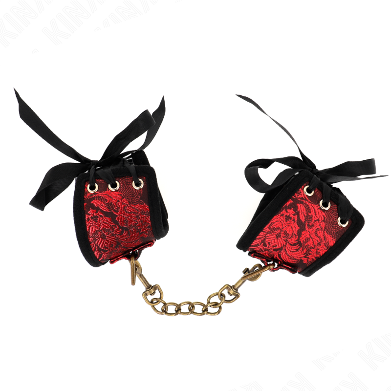 KINK - MUÑEQUERAS DISEÑO ESCÁNDALO ROJO-NEGRO DETALLE LAZO 24.5 CM X 6.5 CM - Imagen 3