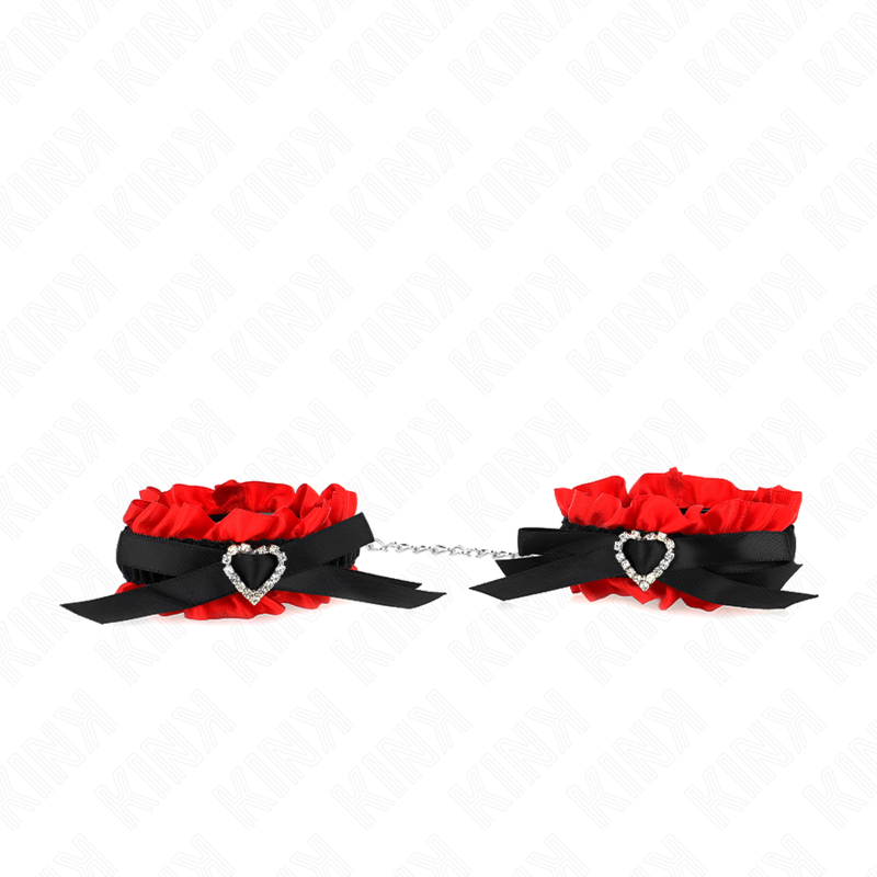 KINK - MUÑEQUERAS ELÁSTICAS DE ENCAJE CON DETALLE CORAZÓN ROJO AJUSTABLE 22-35 CM - Imagen 2
