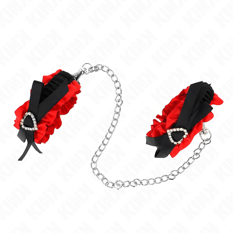 KINK - MUÑEQUERAS ELÁSTICAS DE ENCAJE CON DETALLE CORAZÓN ROJO AJUSTABLE 22-35 CM - Imagen 3