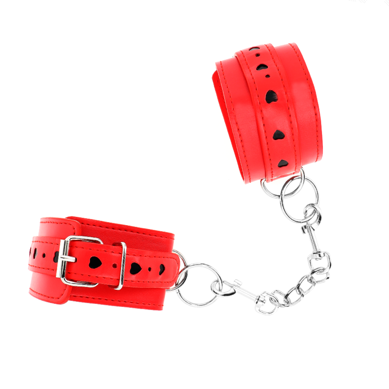 KINK - MUÑEQUERAS ROJO CON INCRUSTACIÓN DE CORAZÓN NEGRO AJUSTABLE 21-28 CM X 5.5 CM - Imagen 3