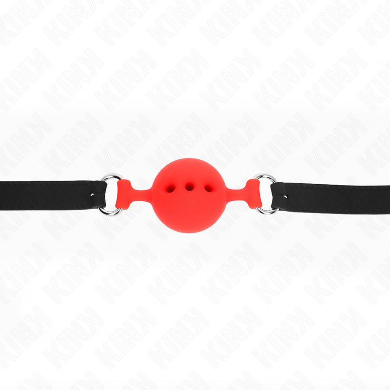 KINK - MORDAZA 55 x 2 CM DE BOLA 4.5 CM DE SILICONA COMPLETA TALLA M ROJO AJUSTABLE 35-51 CM - Imagen 4