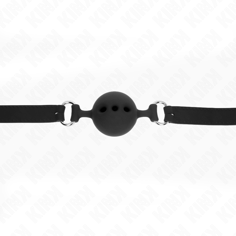 KINK - MORDAZA 55 x 2 CM DE BOLA 5 CM DE SILICONA COMPLETA TALLA L NEGRO AJUSTABLE 35-51 CM - Imagen 4