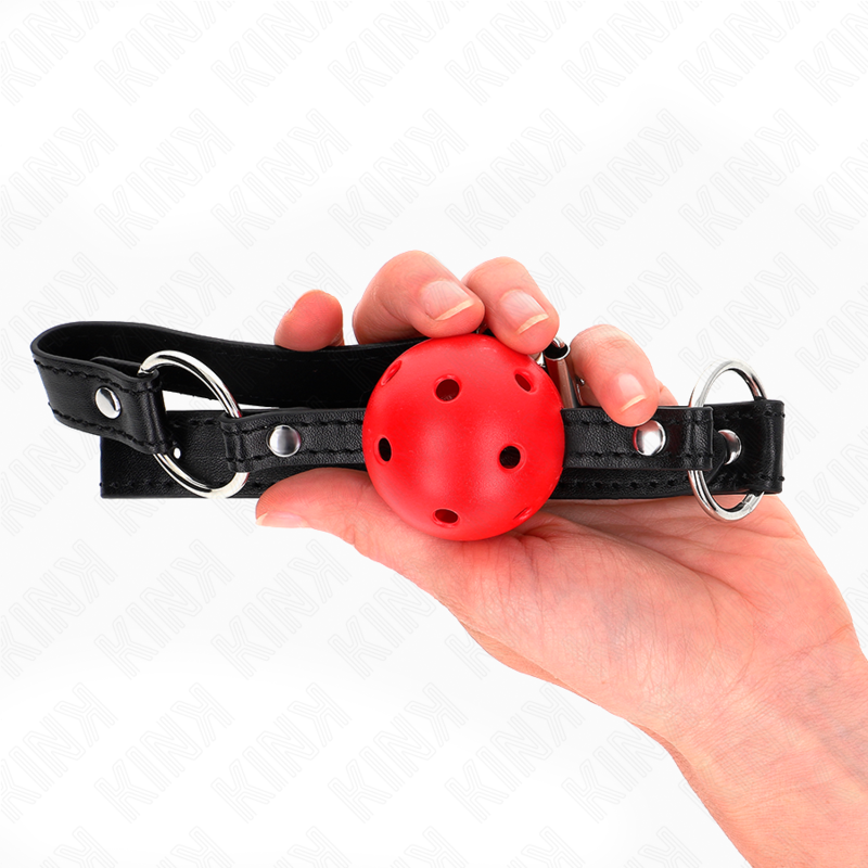 KINK - MORDAZA DE BOLA 4.5 CM ROJA DURA HUECA MODELO 1 63.5 X 2 CM - Imagen 3