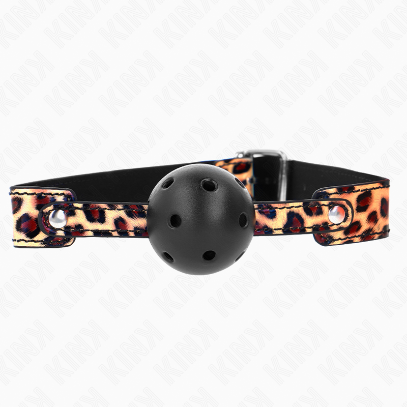 KINK - MORDAZA DE BOLA 4.5 CM TRANSPIRABLE LEOPARDO 65 x 2.5 CM - Imagen 2