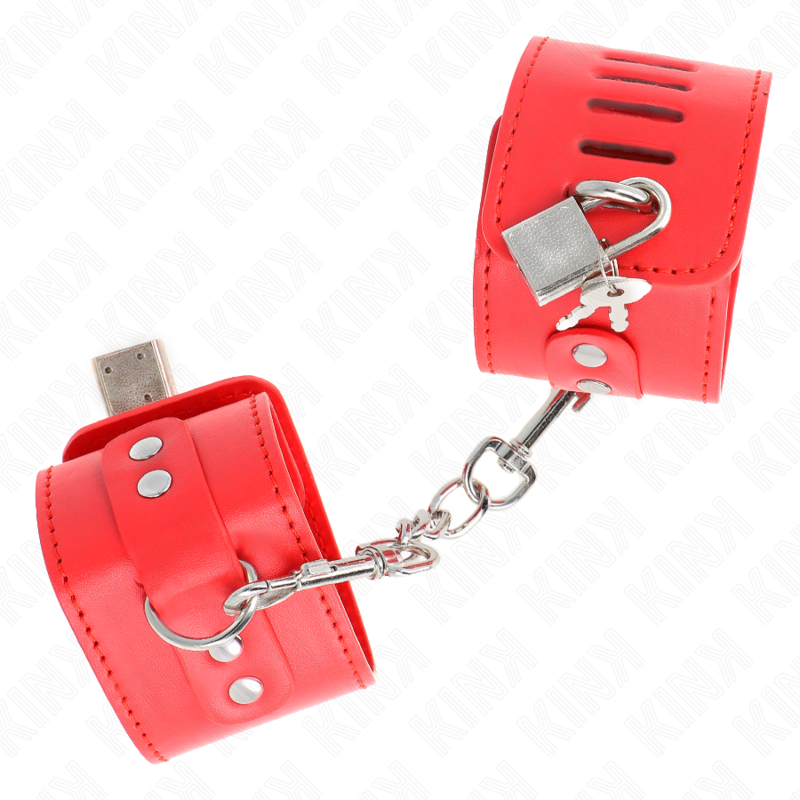 KINK - MUÑEQUERAS CON CIERRE CANDADO ROJO AJUSTABLE 16-23 CM X 5.5 CM - Imagen 2