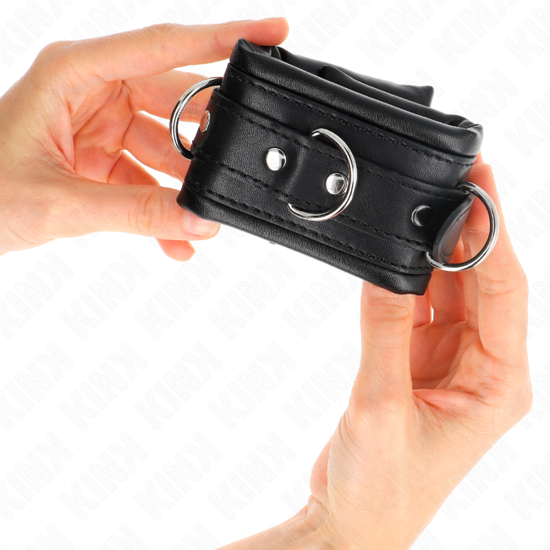 KINK - MUÑEQUERAS ESTILO HEAVY FORRO NEGRO AJUSTABLE 20-30 CM X 6 CM - Imagen 3