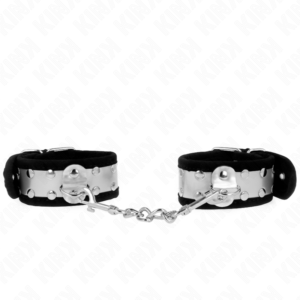 KINK - MUÑEQUERAS FINAS NEGRO / PLATEADO 30 X 4 CM