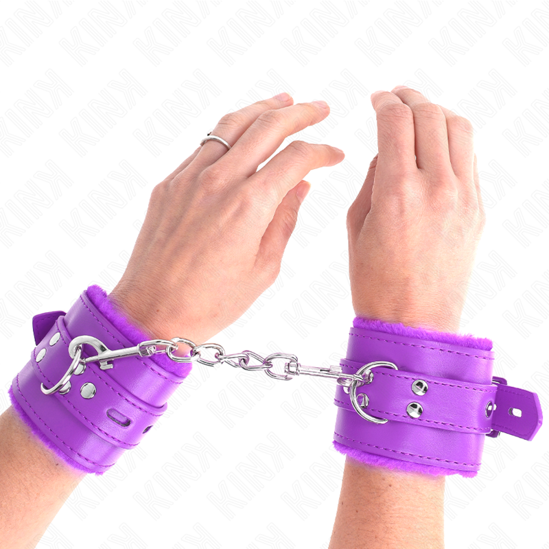 KINK - MUÑEQUERAS FORRADAS CON AGUJEROS CUADRADOS VIOLETA Y CORREA VIOLETA AJUSTABLE 17-29 CM X 6 CM - Imagen 4