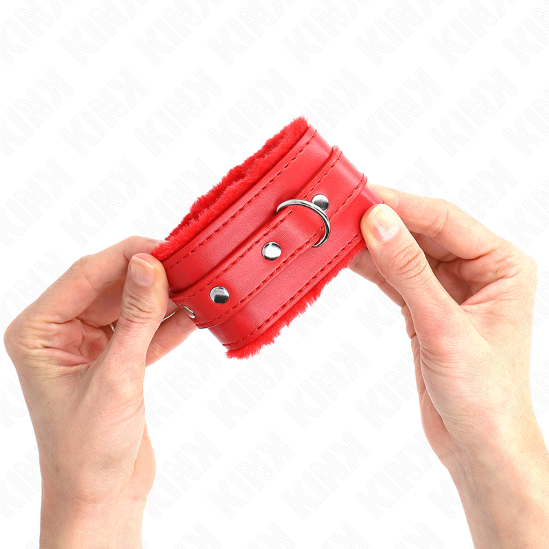 KINK - MUÑEQUERAS FORRADAS PREMIUM ROJO CON CORREA ROJO AJUSTABLE 17-29 CM X 6 CM - Imagen 3