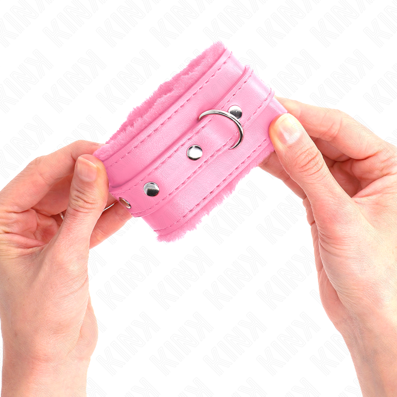 KINK - MUÑEQUERAS FORRADAS PREMIUM ROSA CON CORREA ROSA AJUSTABLE 17-29 CM X 6 CM - Imagen 3