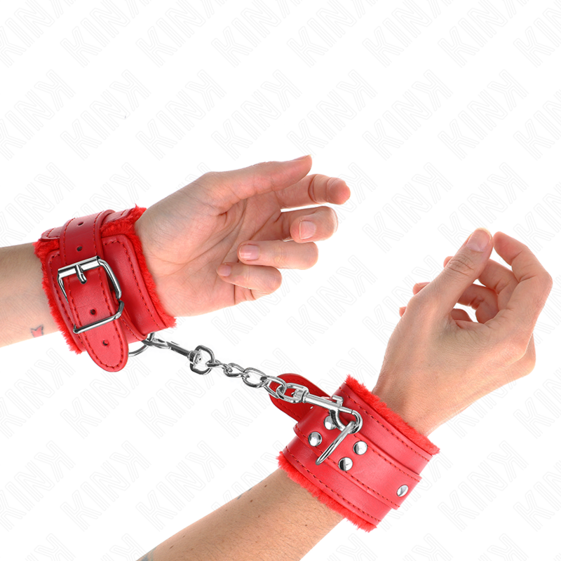 KINK - MUÑEQUERAS FORRADAS ROJO CON CORREA ROJO AJUSTABLE 20-29 CM X 5.5 CM - Imagen 3