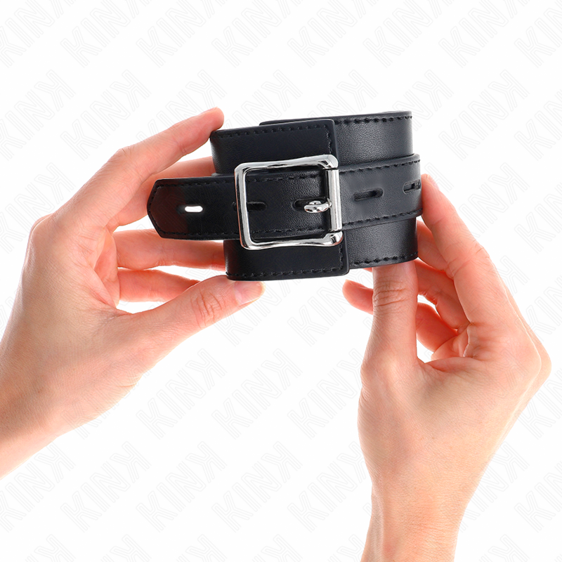 KINK - MUÑEQUERAS NEGRO CON CORREA NEGRO AJUSTABLE 17-28 CM X 6 CM - Imagen 3