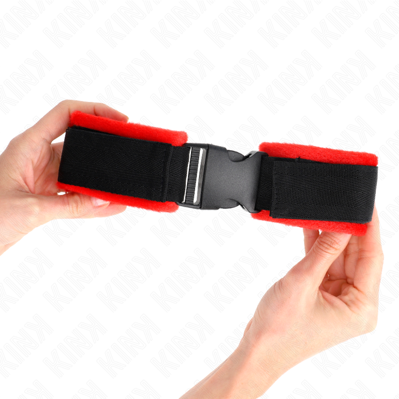 KINK - MUÑEQUERAS NYLON ROJO-NEGRO MODELO 1 AJUSTABLE 25-35 CM X 6 CM - Imagen 3