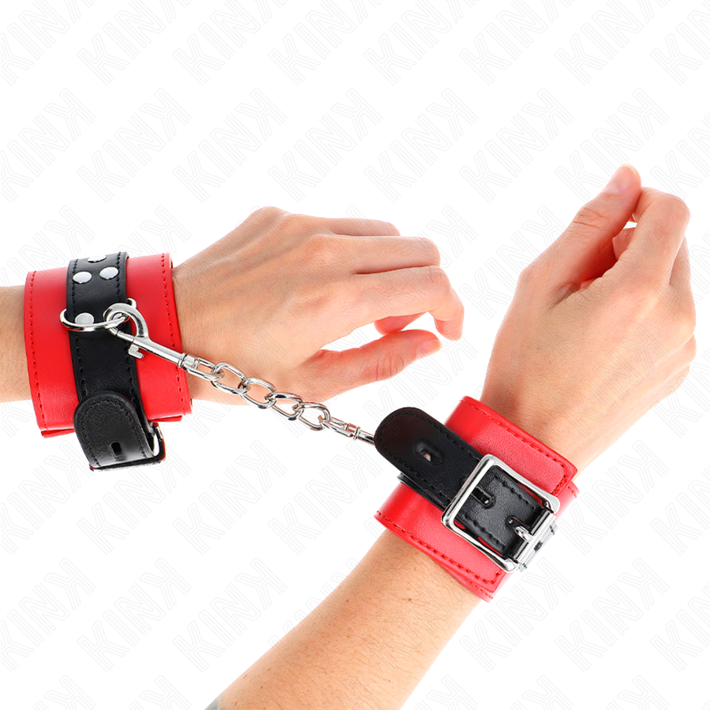 KINK - MUÑEQUERAS ROJO CON CORREA NEGRO AJUSTABLE 17-28 CM X 6 CM - Imagen 4