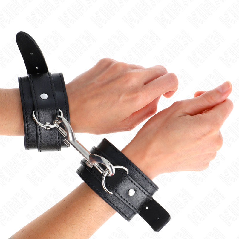 KINK - MUÑEQUERAS SIMPLES CON FILA DE REMACHES NEGRO AJUSTABLE 17-28 CM X 5 CM - Imagen 4