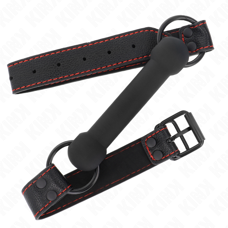KINK - MORDAZA FORMA DE HUESO CON CORREA POLIPIEL NEGRO AJUSTABLE 41-57 CM - Imagen 2