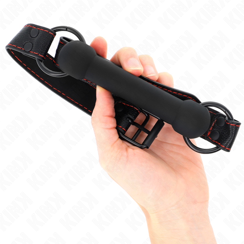 KINK - MORDAZA FORMA DE HUESO CON CORREA POLIPIEL NEGRO AJUSTABLE 41-57 CM - Imagen 4