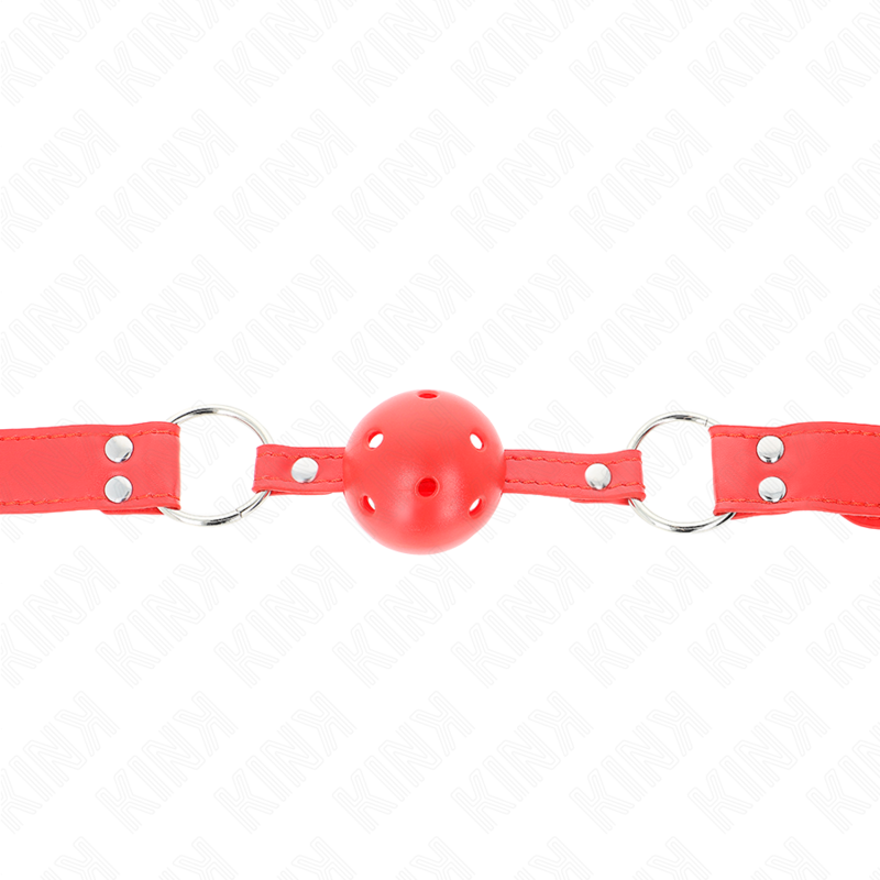 KINK - MORDAZA DE BOLA 4.5 CM DURA HUECA ROJO COMPLETA 62 x 2 CM - Imagen 3