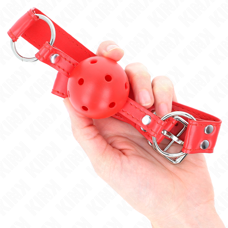 KINK - MORDAZA DE BOLA 4.5 CM DURA HUECA ROJO COMPLETA 62 x 2 CM - Imagen 4