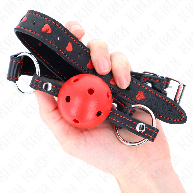 KINK - MORDAZA DE BOLA 4.5 CM ROJA DURA HUECA MODELO 2 65 x 2.5 CM - Imagen 4