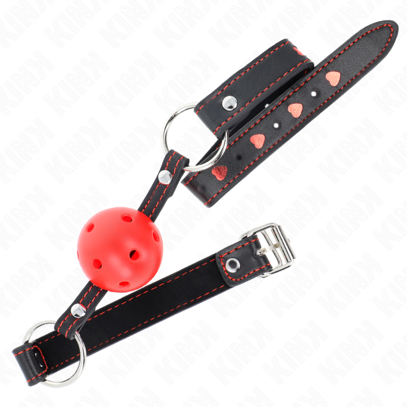KINK - MORDAZA DE BOLA 4.5 CM ROJA DURA HUECA MODELO 2 65 x 2.5 CM - Imagen 2