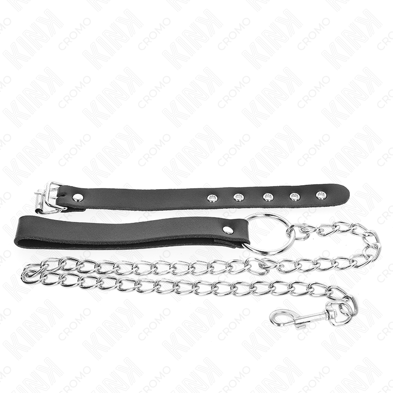 KINK - ANILLO PENE CUERO CON CORREA 21.5 X 2 CM Y CADENA METAL 60 CM - Imagen 4
