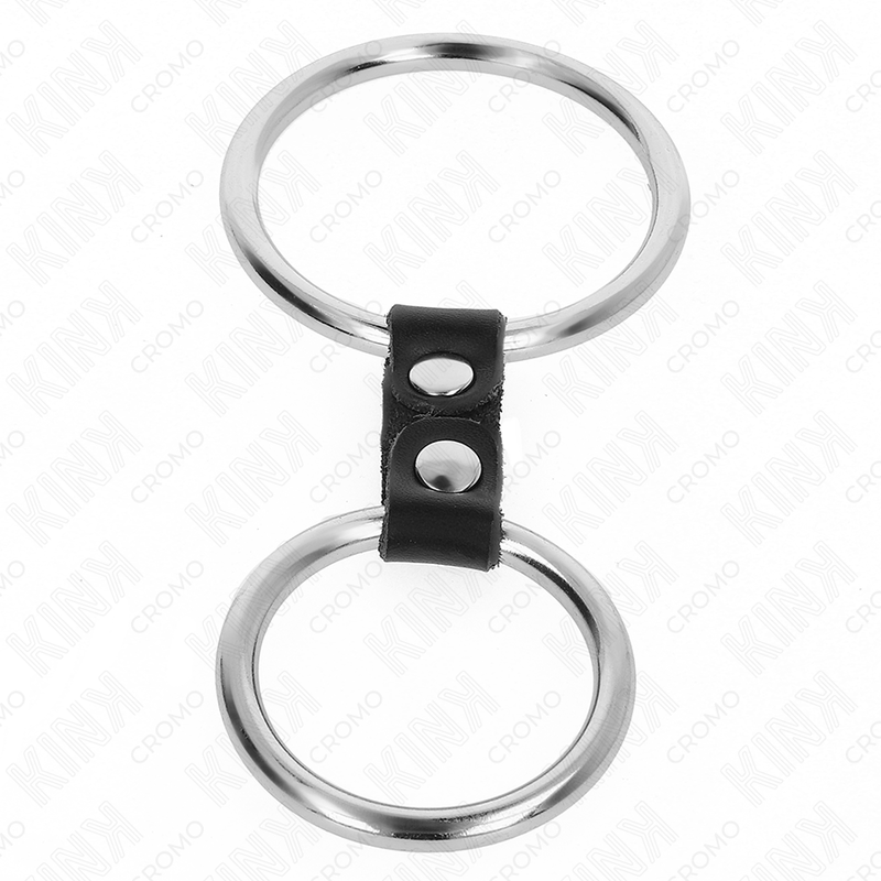 KINK - ANILLO PENE DOBLE METAL 3.7 CM A 5 CM CONECTADOS POR CORREA POLIPIEL MODELO 2 - Imagen 3